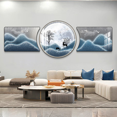 现代客厅大气寓意好装饰画高级壁画轻奢三联画沙发背景画挂画