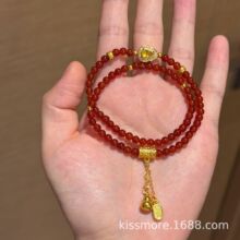 琛墨双圈手串新中式红色玛瑙葫芦手链女小众设计本命年手饰
