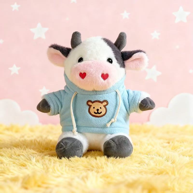 Transfronterizos de vestir grandes flores juguetes de peluche muñecas de vaca zodiacal muñecas de tela regalo muñecas de vaca de flores muñecas
