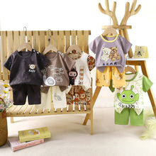 新款儿童短袖纯棉套装女童夏装男童恤两件宝宝衣服韩版童装批发