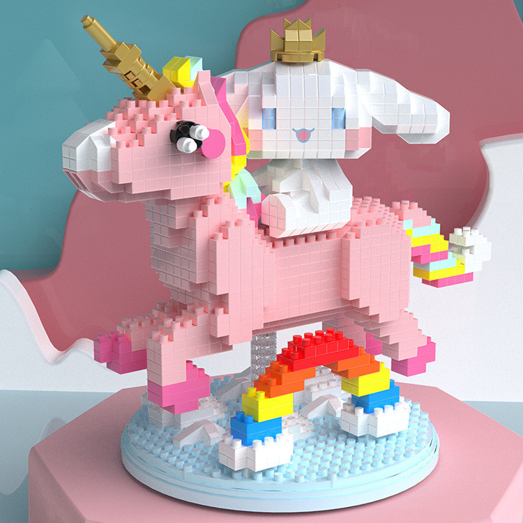 Compatible con Lego muñeca de dibujos animados micro partículas frambuesa oso montado bloques construcción juguetes educativos puesto ciego caja regalo al por mayor