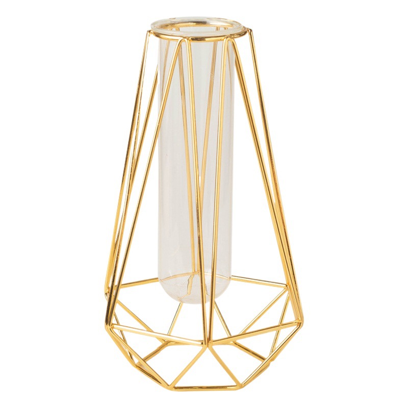 Jarrón de Vidrio Transparente de Arte en Hierro Minimalista Moderno, Éxito de Ventas Transfronterizo, Decoración para el Hogar de Amazon Norteamericana, Arreglo Floral