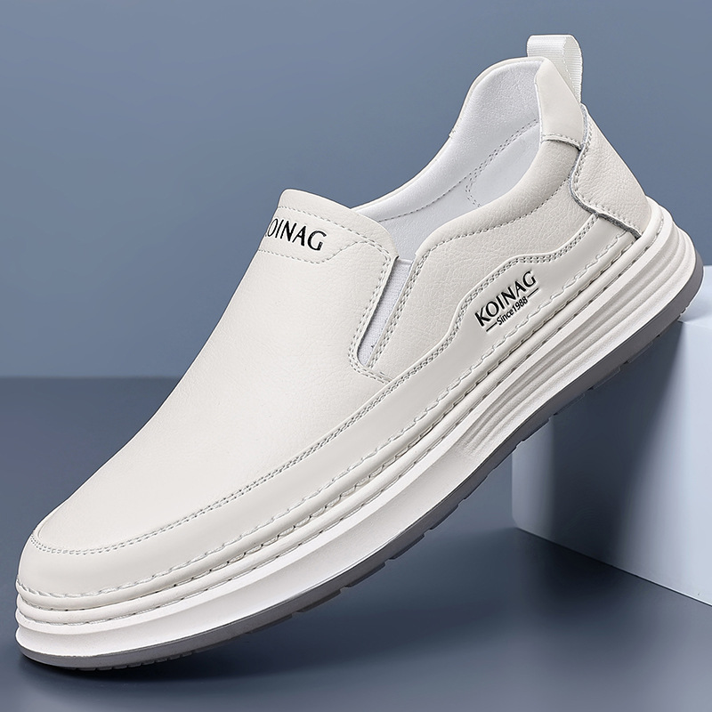 Spring and Autumn New Style First-Layer Cowhide Business Casual Slip-On Commuter Lightweight Dad Wedding Shoes Comfortable Suit Leather Shoes for Men