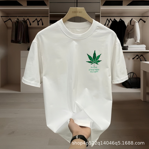 Summer Men's High-End Printed Short-Sleeve T-Shirt  New Fashion Pure Cotton T-Shirt Half-Sleeve Men's Fashion Trendy