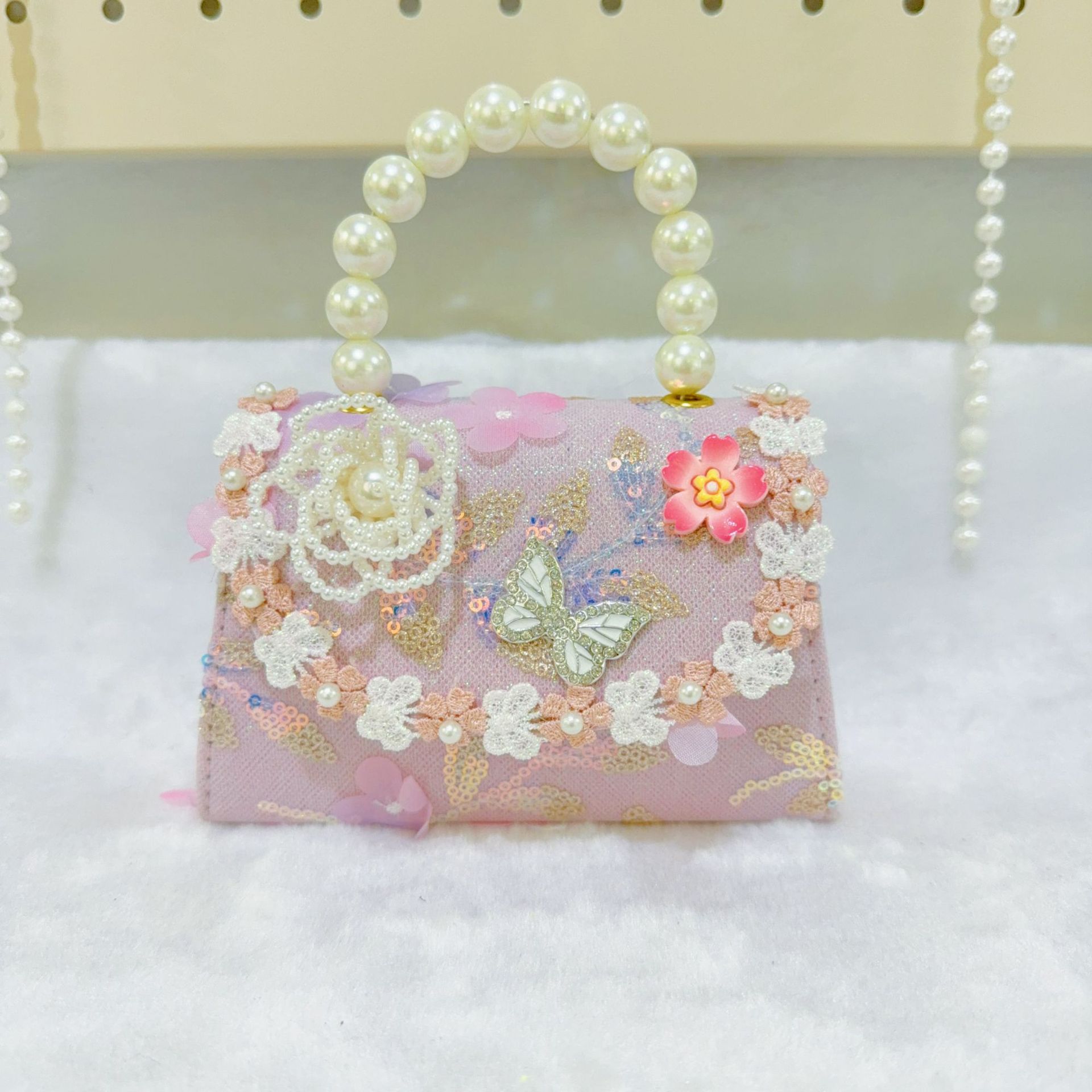 Bolsos infantiles, bolsos de cambio de niña, bolsos de mano de perlas, bolsos de almacenamiento, accesorios de perlas.