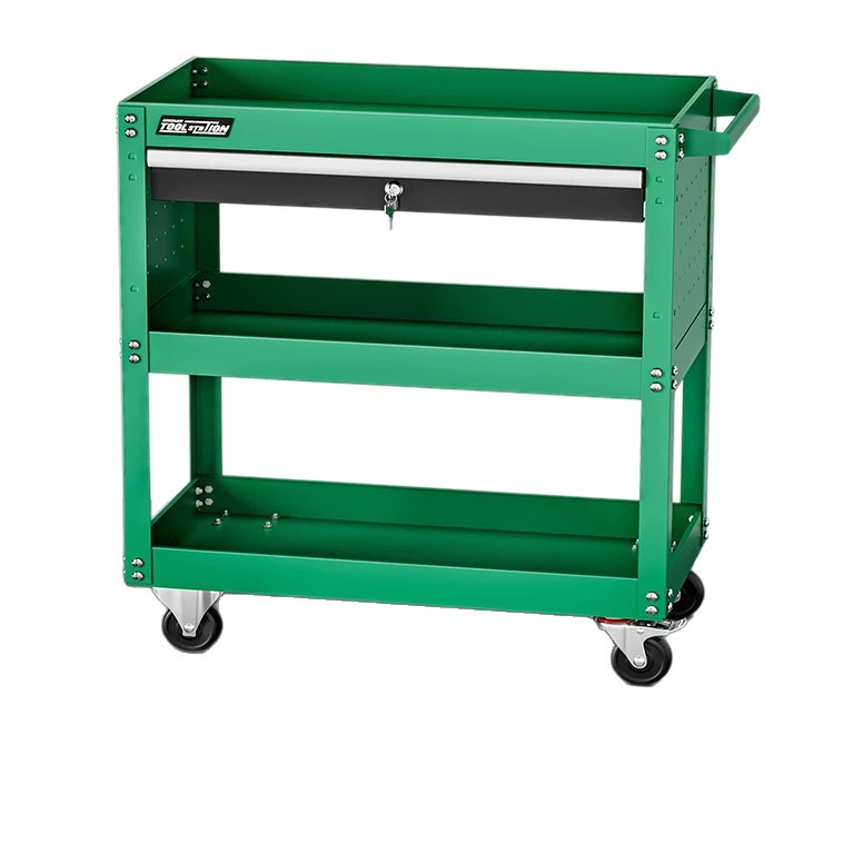 Carro de herramientas Green Forest con cajones para reparación automotriz, caja de herramientas móvil de tres niveles, carrito de piezas, estantería de almacenamiento.