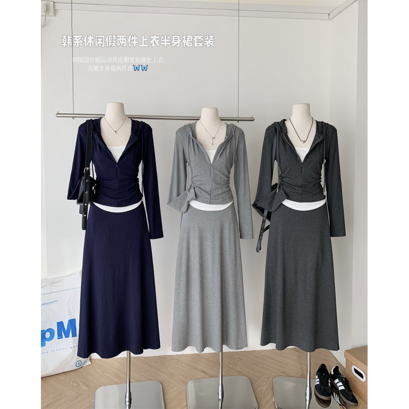 熹凤梨韩系休闲假两件卫衣套装裙女2025秋季新款半身裙休闲套装女|undefined