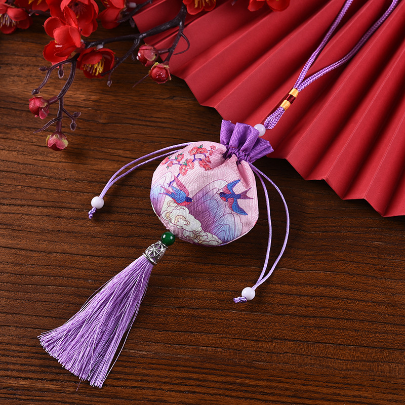 Printed semicircle Chinese style purple [empty bag]