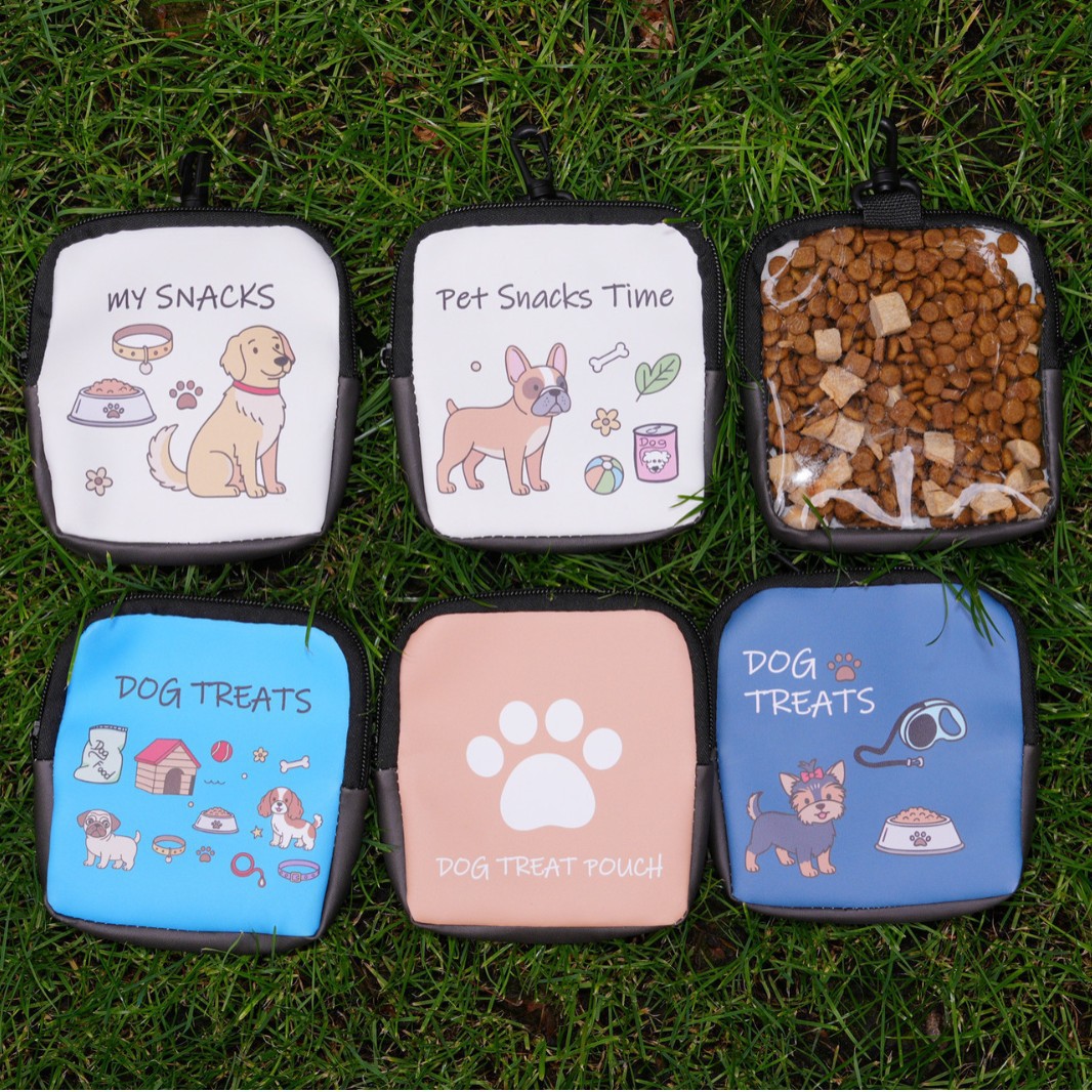 Pet Snack Bag Cross-Border New Cartoon Print Portable Dog Training Bag Set Hook Zipper Bag Factory
