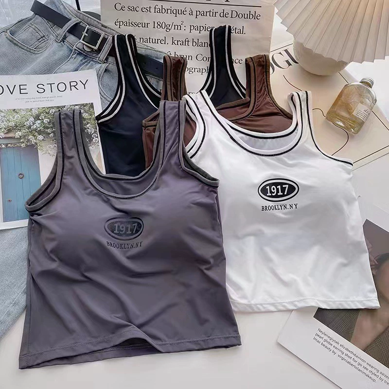 Слинг с надписью из ледяного шелка, красивый задний жилет, Женская цельная накладка на грудь, внутреннее ношение, внешний верх, основание без стального кольца, топ с трубкой для женщин