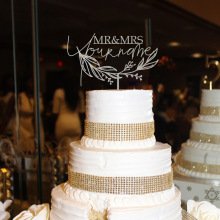 跨境金葱纸闪光纸木制个性化定 制蛋糕装饰 婚礼周年纪念蛋糕装饰