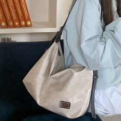 韩版百搭软皮包包女2025新款复古大容量托特包通勤上课单肩斜挎包