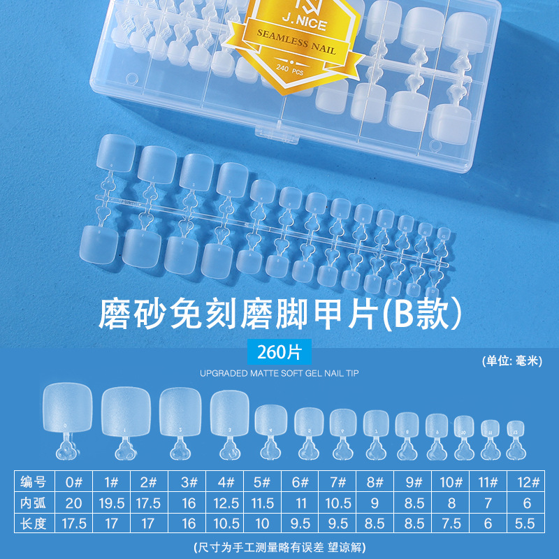 Arco plano europeo y americano sin costura talla libre molienda en caja transparente esmerilado desmontable extensión completa y media de doble uso esmalte de uñas