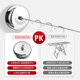 Balcony Invisible Telescopic Clothesline Punch-free Shrink Coat Line Steel Wire Clothesline Indoor Home Clothes E18