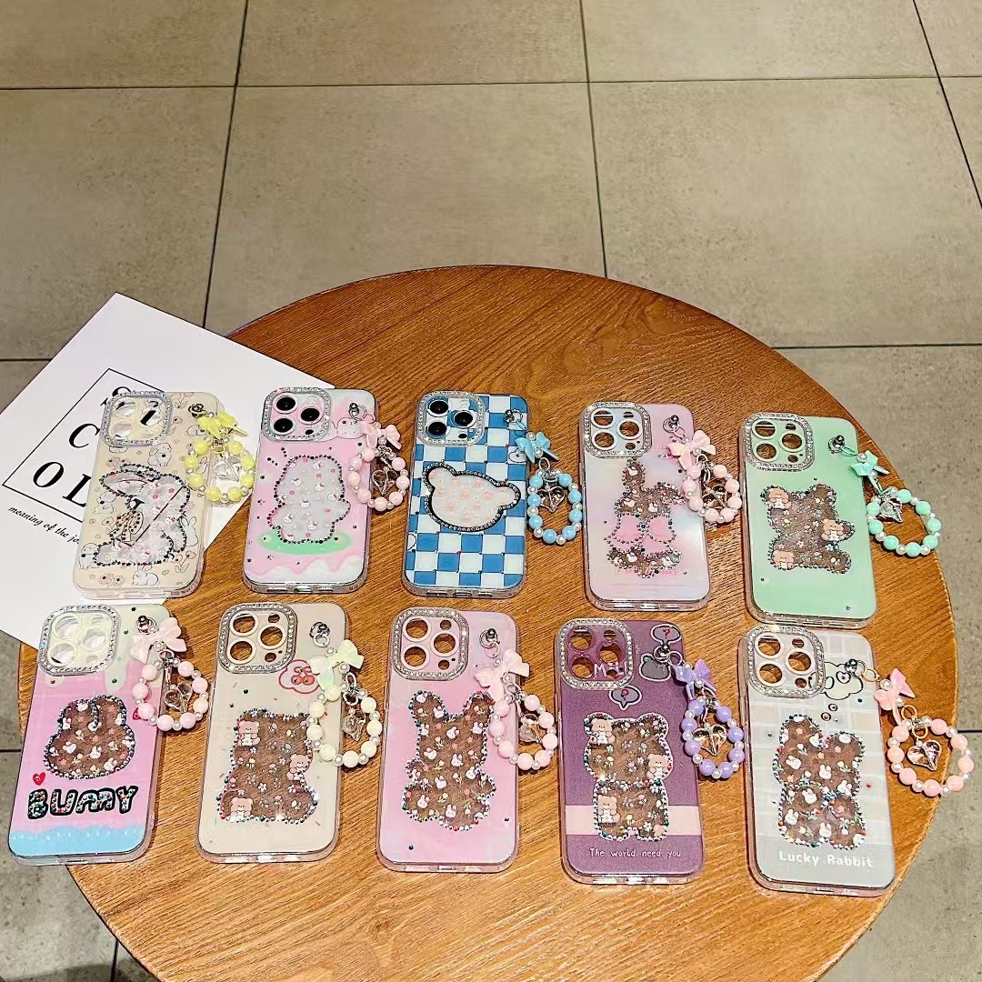 반짝이 소녀 하트 귀여운 KT 고양이 한국어 14 16pro Apple 16ProMax 휴대폰 케이스 iPhone15에 적합