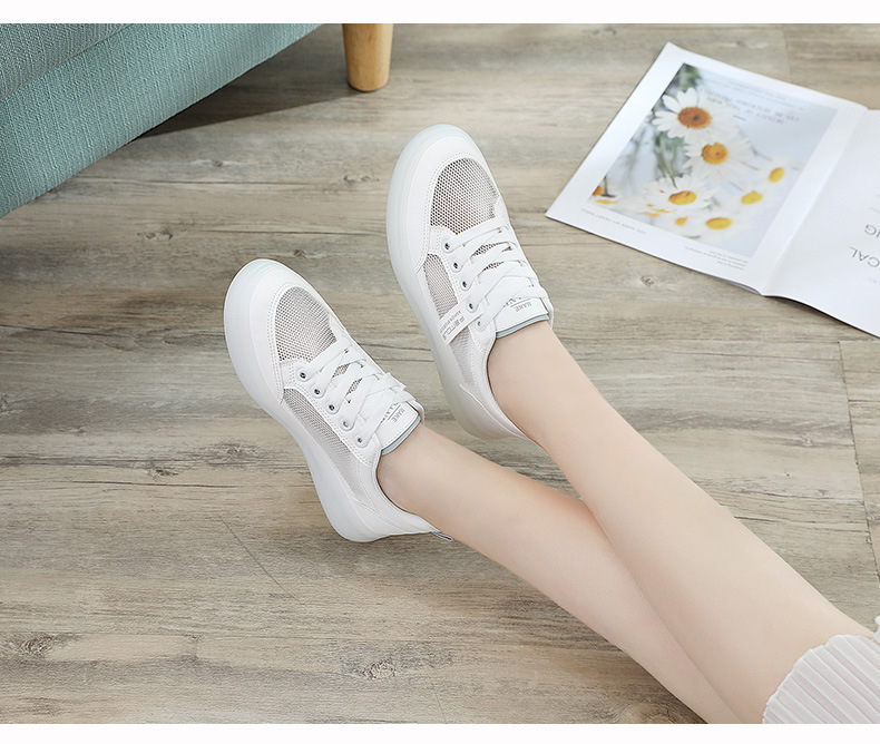 small white summer new hollow breathable single mesh canvas sports sneakers NSNL54718