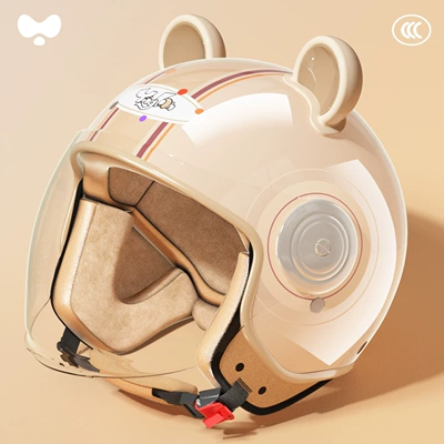 Windproof, Battery Car Safety Helmet, Motosiklet kaskı (dəbilqə) - 3c-adult-apricot-hd-long-mirror-class-a-new-national-standard-one-size-fits-all