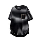 ZY8005-3D老钱风条纹圆领针织短袖通勤百搭夏季时尚简约T恤，男装针织衫/毛衣，星座614