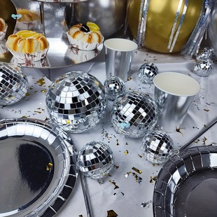 4D Disco Balloons 37Pcs Assorted Round Metallic Silvery Cross-Border