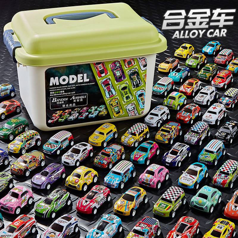 Mini alloy iron car pull-back car container suit children boys sliding toy racing model