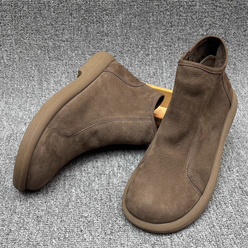 Foreign Trade Genuine Leather Spring Season Cowhide Suede Soft Leather Martin Boots Men's Chelsea Zipper Short Boots High-Top Casual Shoes