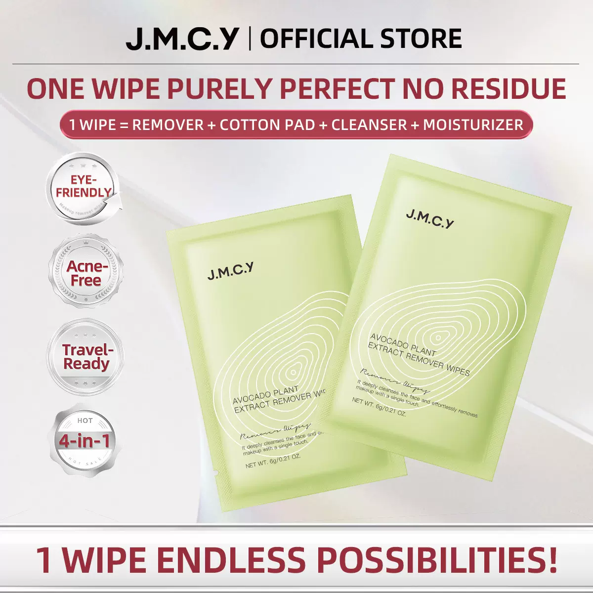 全英文牛油果植萃卸妆湿巾 6g/片Avocado plant extract make跨境