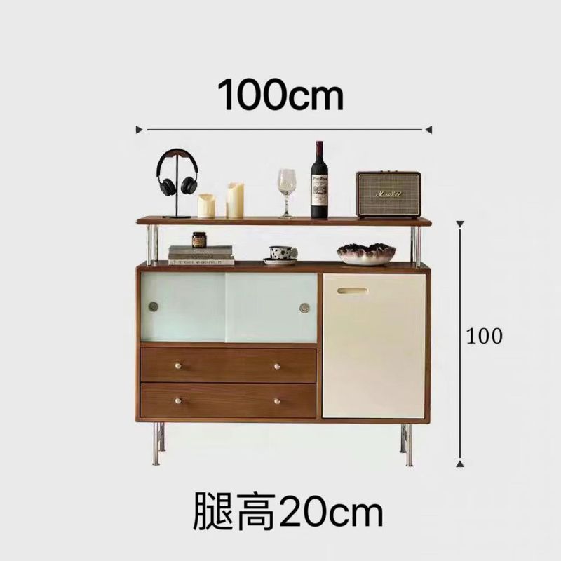 北欧餐边柜实木中古风一体靠墙储物柜小户型客厅收纳柜小户型适用|undefined