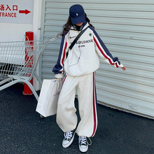 女童秋装套装2025新款儿童时髦洋气秋冬连帽卫衣加绒加厚两件套潮