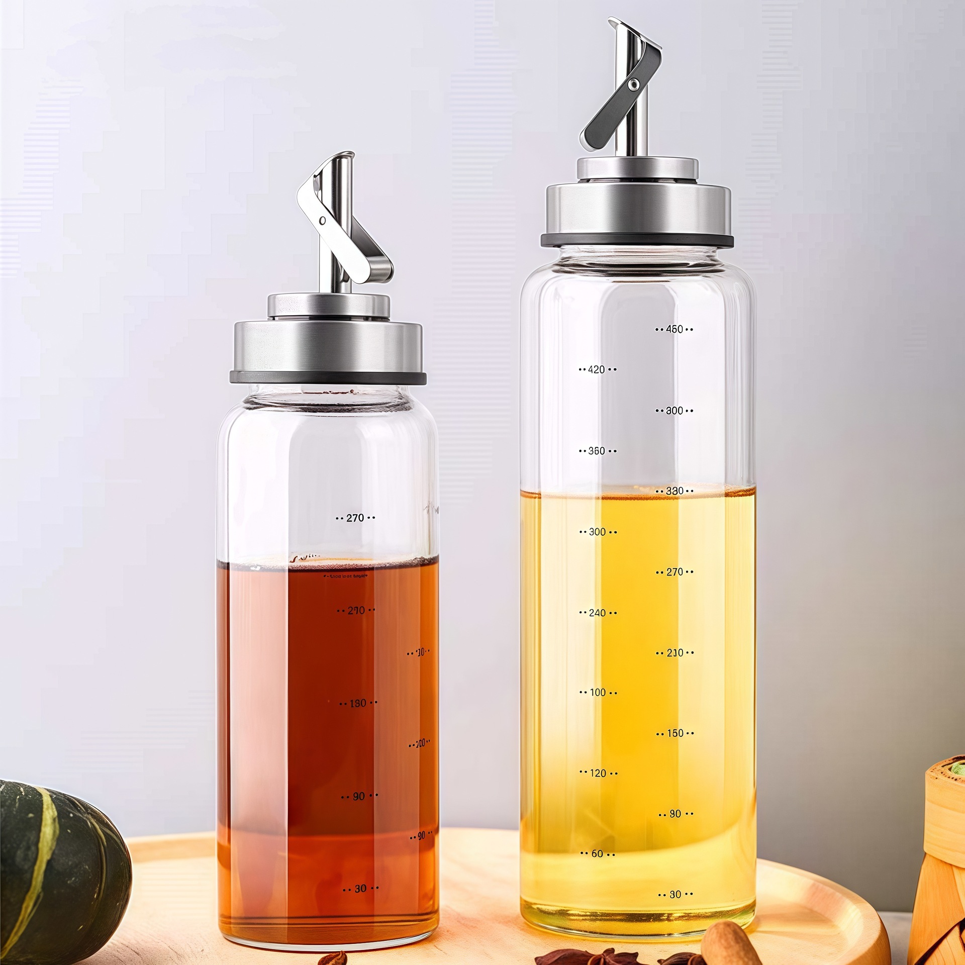 Botella de aceite resistente al calor para cocina, botella de aceite por gravedad de acero inoxidable, botella de aceite con apertura y cierre automáticos, botella de aceite de soja, aceite de sésamo, vinagre, botella de condimentos de vidrio image 3