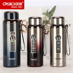 匡迪保溫杯775號304不鏽鋼真空保溫杯創意吊帶水杯休閒茶杯大容量