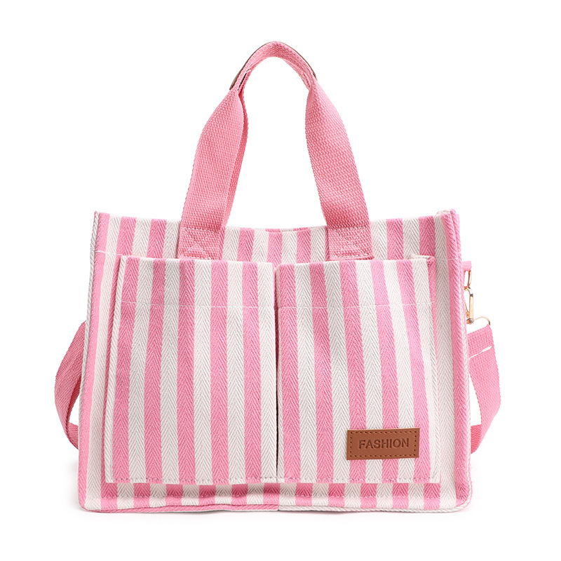 Borsa a tracolla da donna in tela a righe popolare 2024, nuova borsa da pendolare, grande capacità, casual, personalizzata, a mano_voghion.com
