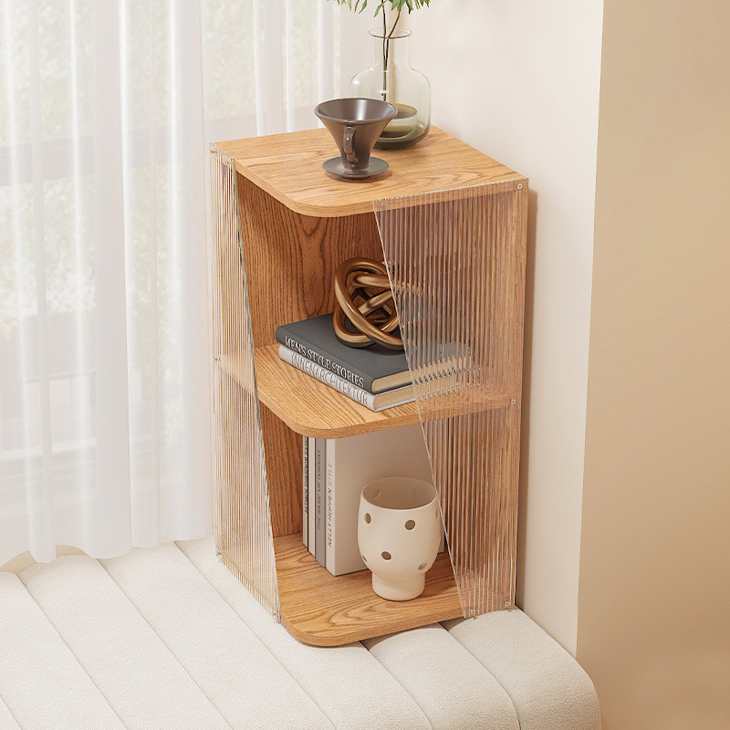 Original nuevo estilo acrílico dormitorio sala de estar estante de piso para estudio mesita de noche estante de almacenamiento de esquina multicapa