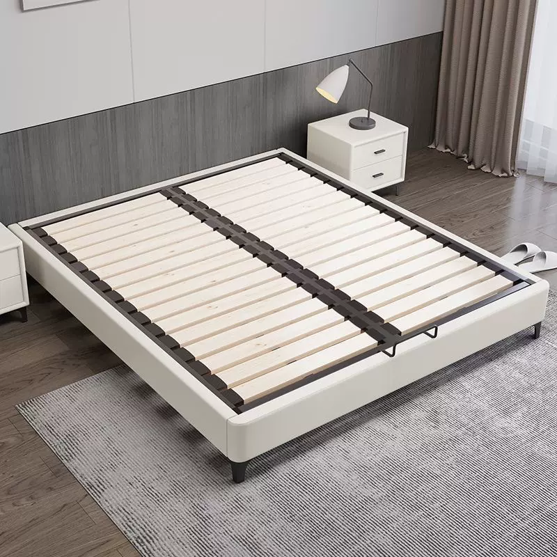 全实木排骨架床无床头床钢木静音床架小户型齐边床无靠背榻榻米床