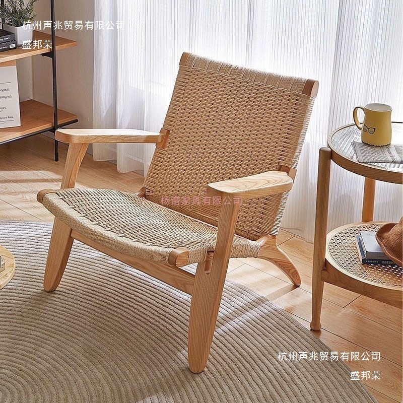 Fabricante de cuerda de madera sólida sofá silla de balcón nórdica silla de ocio japonesa silla de viento silencioso pequeño tipo de casa respaldo perezoso