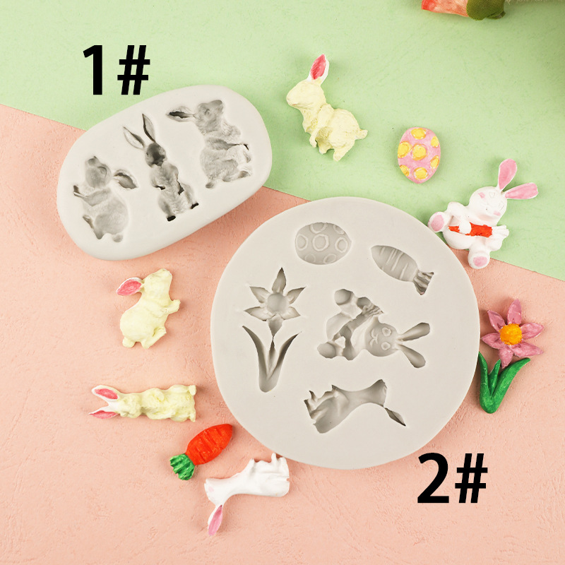 Conejo de dibujos animados zanahoria flor silicona molde creativo fondant cake decoración accesorios arcilla suave cerámica herramienta