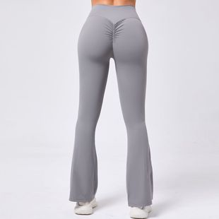 European and American Peach Bell Pants Yoga High Waist Hip Tight Pants Wide Leg Fitness Pants Quick-drying Running Sports Yoga Pants