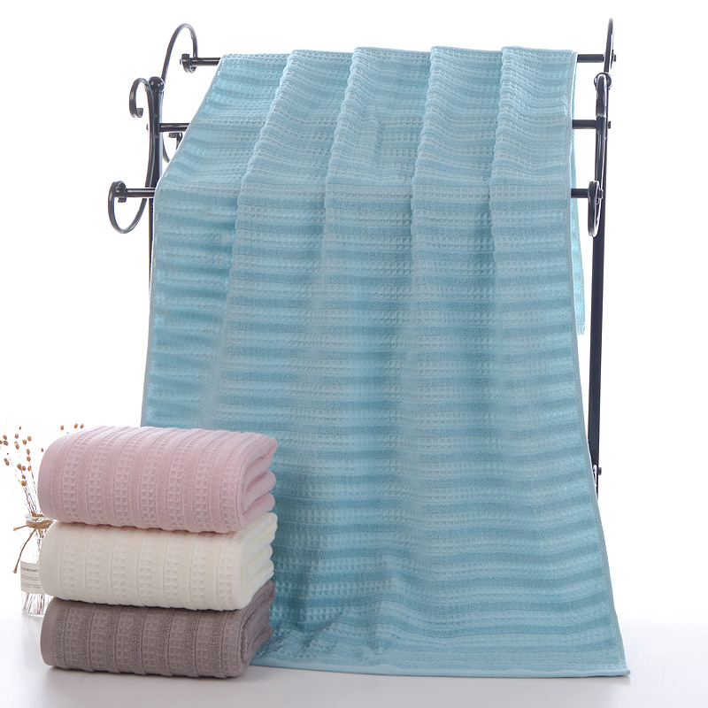 Toalla de baño de algodón con nido de abeja jacquard absorbente_voghion.com