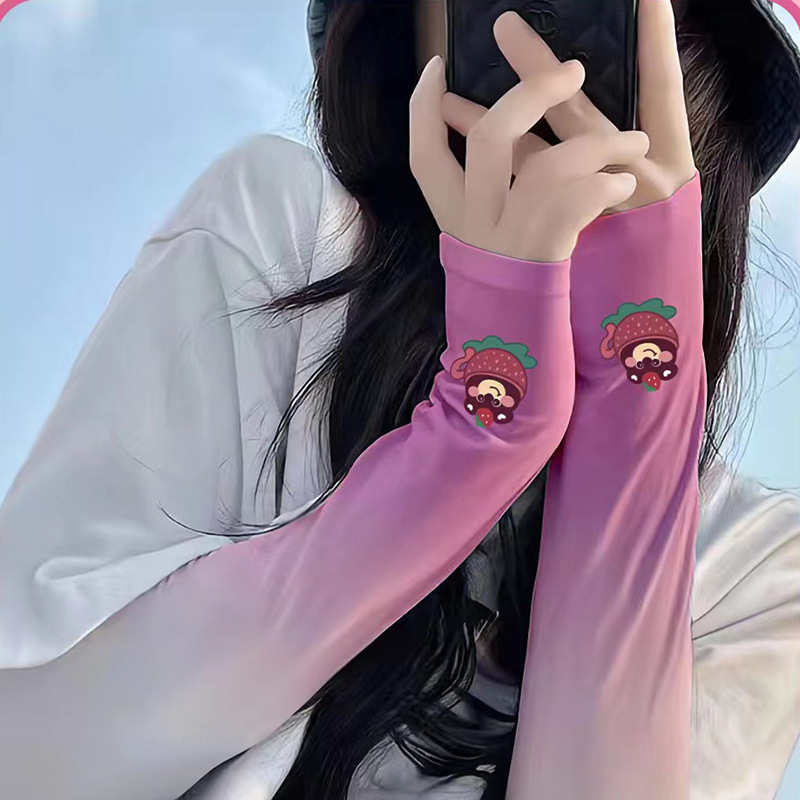 Left Left Girls Adults Children Fruits Jelly Ice Sleeve Summer New Women Outdoor Cool Sunscreen Arm Protective Cute Cartoon