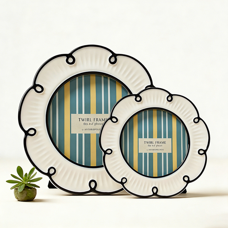 Simple Modern Round Macaron-Colored Ceramic Photo Frame, Supports Small Batch Orders, Living Room Decoration, Direct Sales from Manufacturer, Available for Wholesale