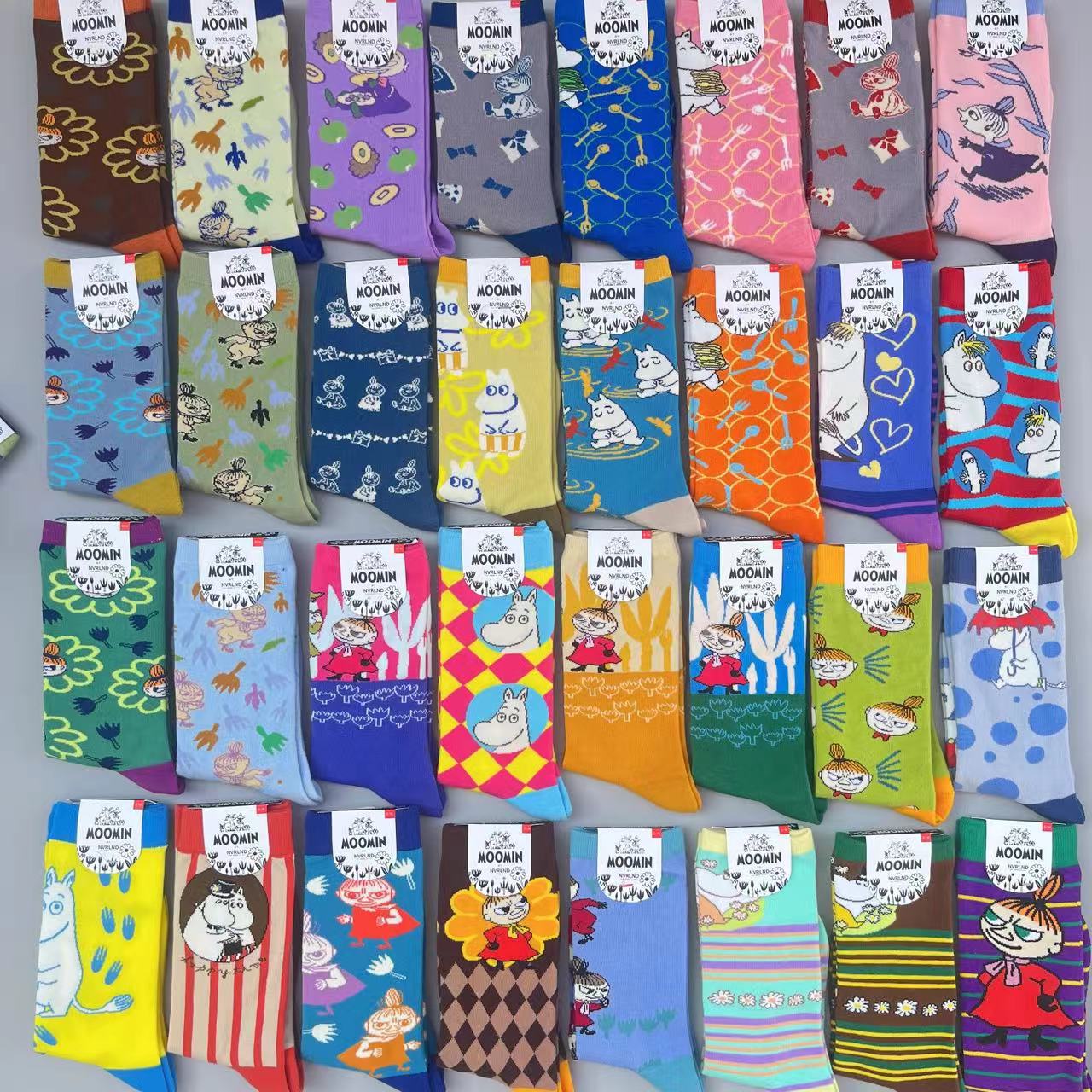 新品 姆明moomin亞美圖案中筒襪子 日系卡通可愛動漫ins女襪批發