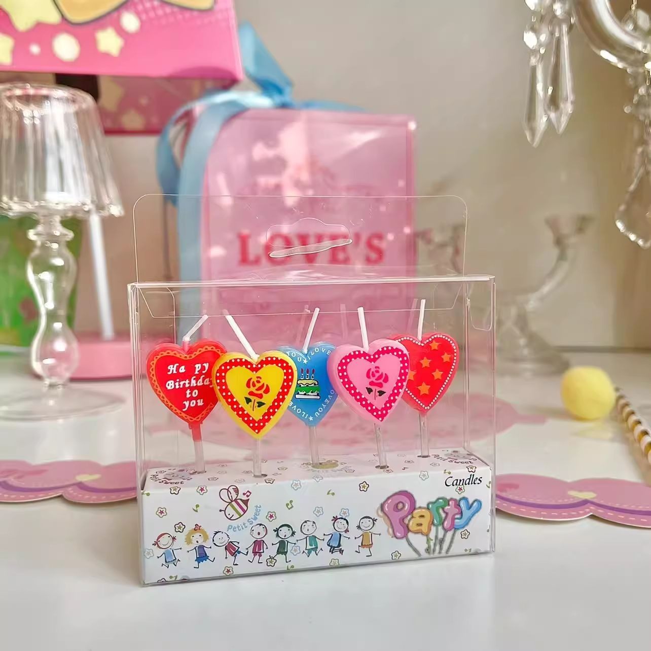 Nuevo blanco plateado feliz cumpleaños amor vela pastel de decoración inserto de fiesta de cumpleaños horneado accesorios de postre