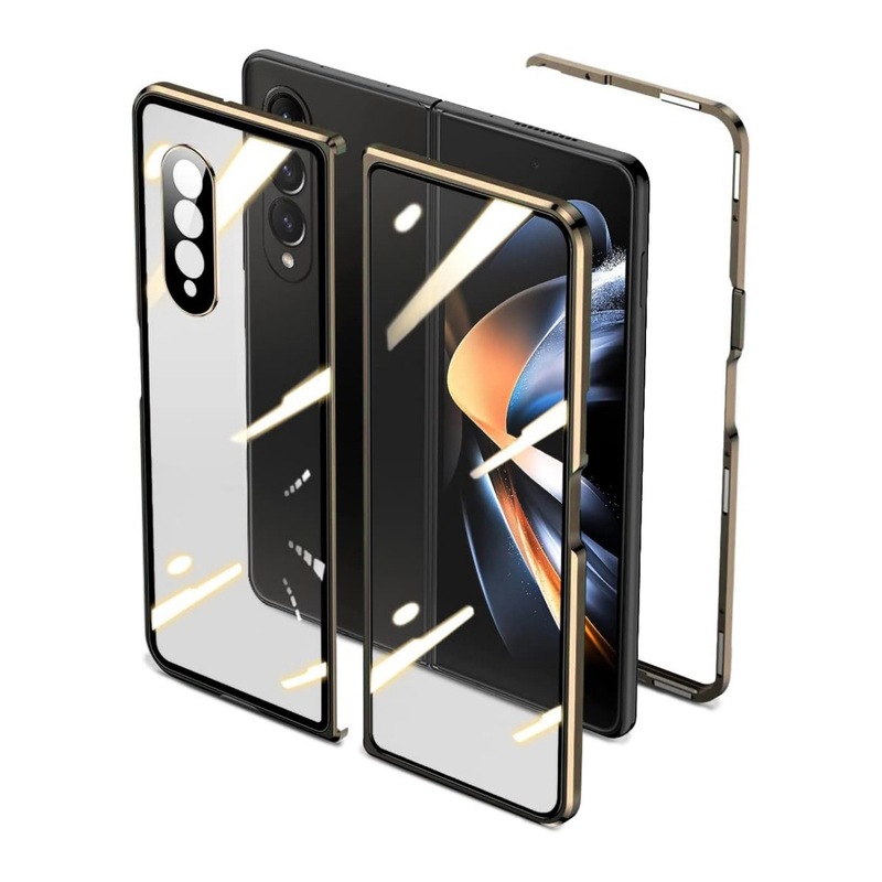 サムスンZ Fold7携帯電話ケースFold6/5マグネット式折りたたみガラスメタル磁気保護フィルムカードホルダー付きケースに適用|undefined
