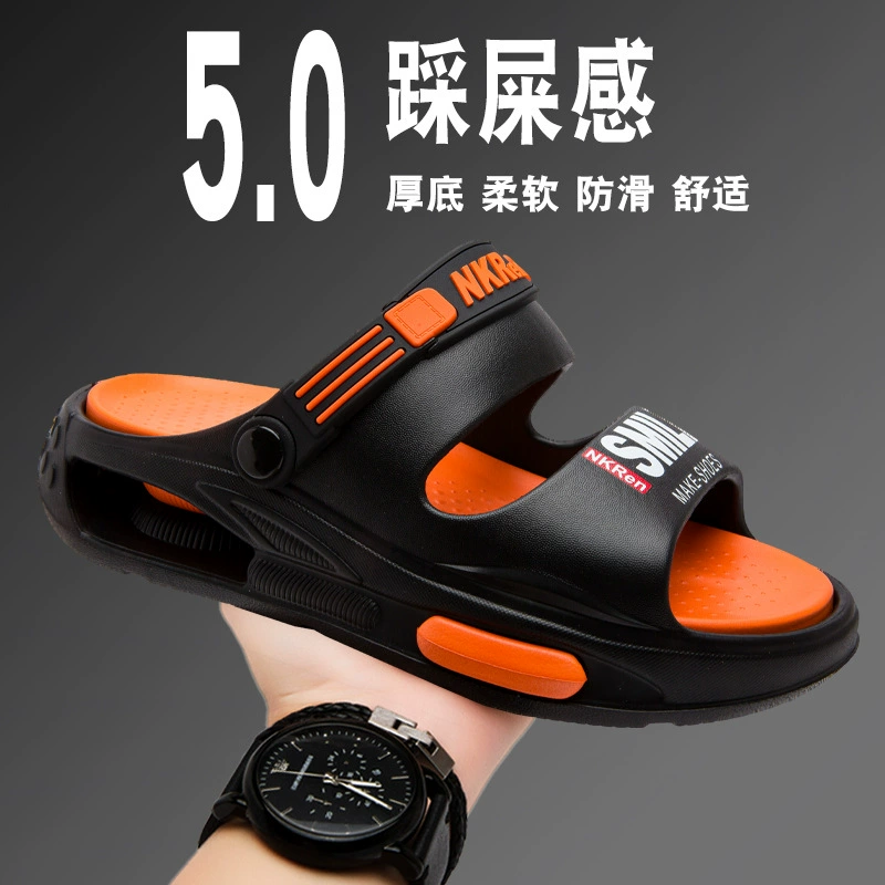 Мужские тапочки лето 2025, уличная обувь, нескользящие, универсальные, для вождения, модные, спортивные, больших размеров, пляжные сандалии