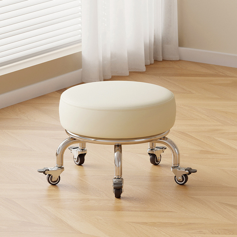 Polia doméstica taburete bajo rueda universal pequeño taburete silencioso rotativo taburete redondo móvil con artefacto moderno y simple