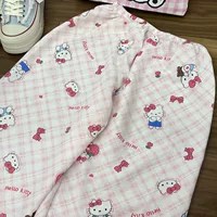 Изогнутые брюки брюки kitty кошка пижака женские летние милые свободные брюки с высокой талией тонкие повседневные домашние брюки