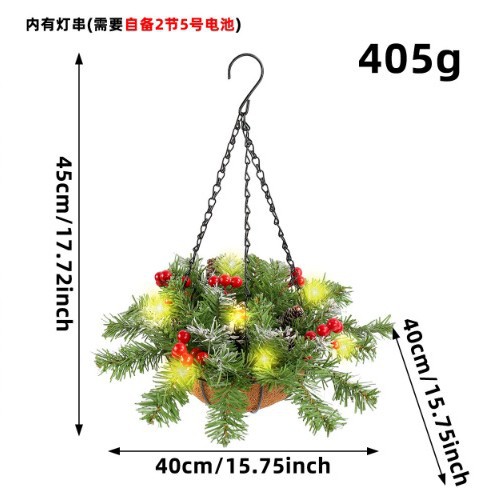 Estación independiente transfronteriza Cesta colgante de Navidad Garland Decoraciones navideñas Guirnalda de Navidad Cesta colgante de Navidad artificial