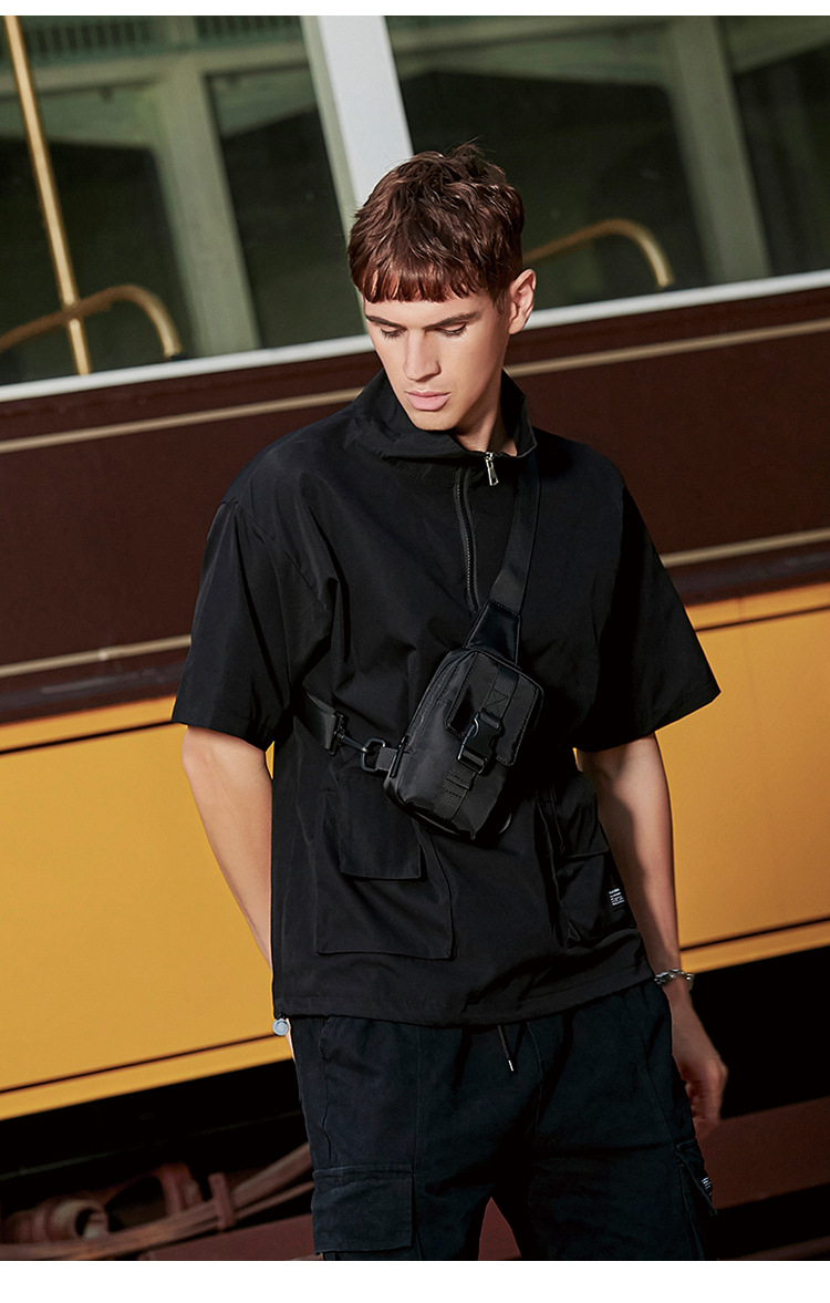 Chest Bag, Waterproof Men's Chest Small Ins Versatile Crossbody Bag Men's Street Fashion Brand Mini Shoulder Bag Student Vitality._voghion.com