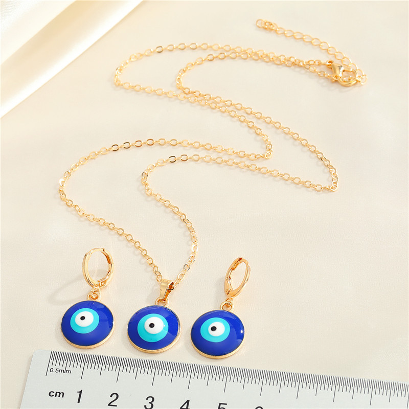 Nouveaux Bijoux Yeux Bleu Foncé Créatif Oeil Turc Boucles D'oreilles Clavicule Chaîne display picture 1