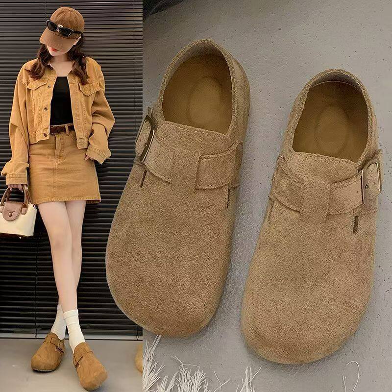Giày lười nữ mũi tròn đế bằng độn đế, kiểu retro dễ phối đồ — B11 Giày huấn luyện Đức - Màu hạt dẻ [Hộp], B11 Giày tập Đức - Màu nâu nhạt [Hộp]