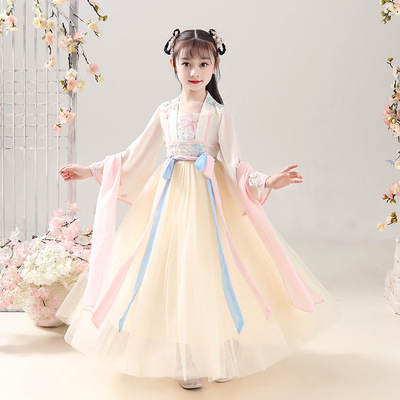 Girls chinese ancient Hanfu fairy princess cosplay dresses children ancient Tang Princess girls kimono dresses hanfu Fairy dresses